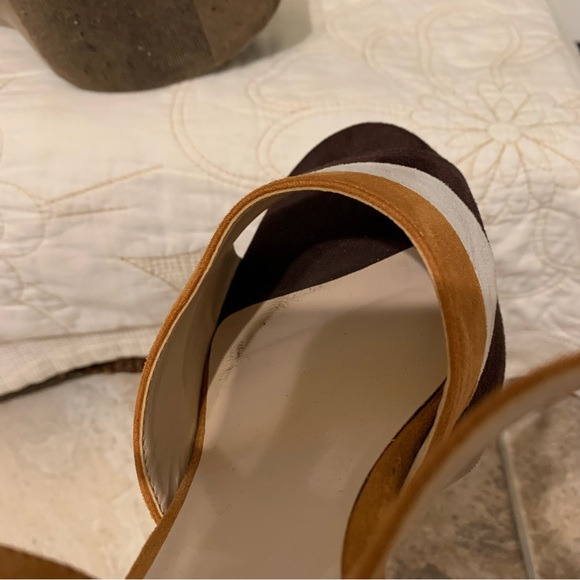 Platform faux suede neutral colour block shoes - Picture 4 of 12